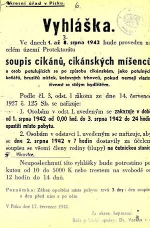 Vyhláška okresního úřadu v Písku
