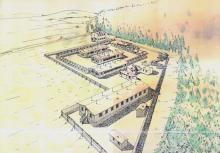 Nákres tábora v Letech u Písku (Muzeum romské kultury)