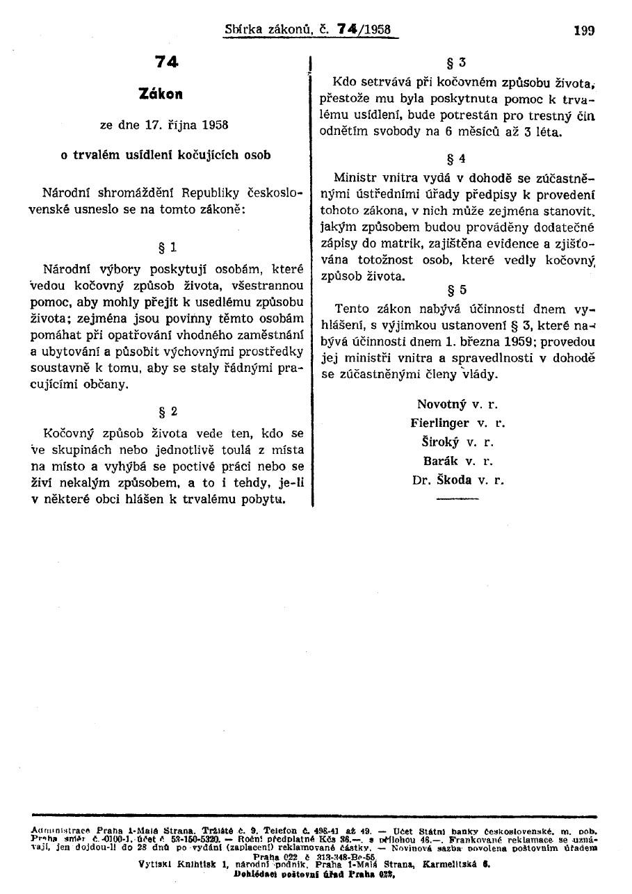 Zákon o trvalém usazení kočujících osob